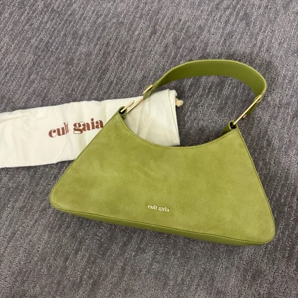NEW Cult Gaia Aliza Logo Suede Shoulder Bag - Picture 6 of 13